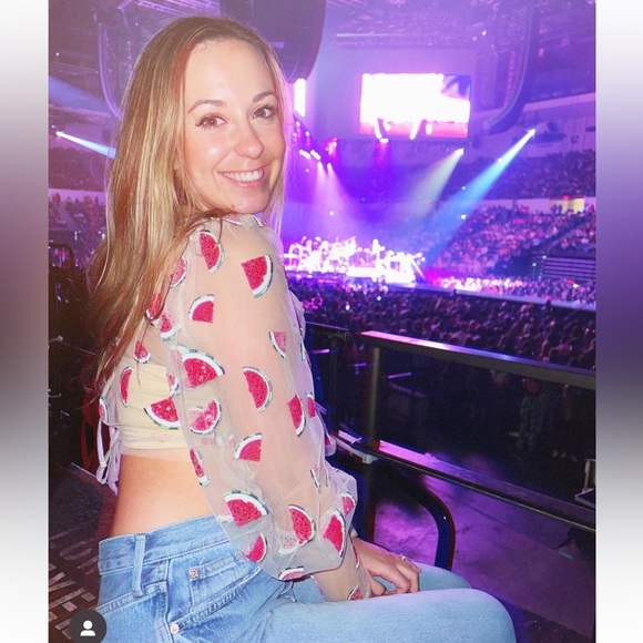 Topshop Watermelon Balloon Sleeve Top - Picture 2 of 4